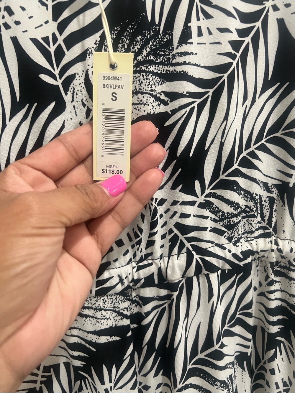Black & White Tropical Print Dress - Size S